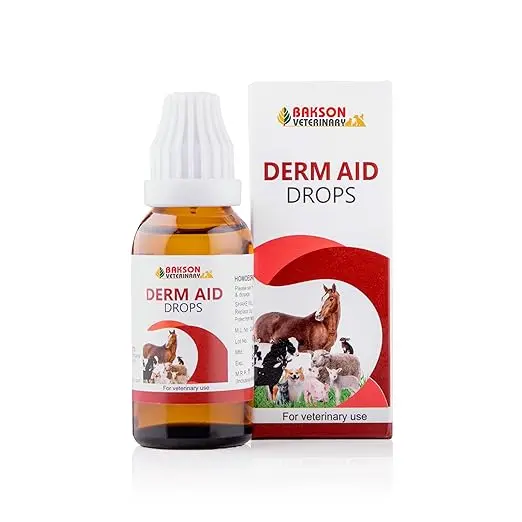 Bakson Veterinary | Derm Aid Drops | Dog Itching | Pet Medicine for Skin Allergy | Dermatitis | Safe | No Side Effects | Scratching Medicine | Effective Relief | 30ML 